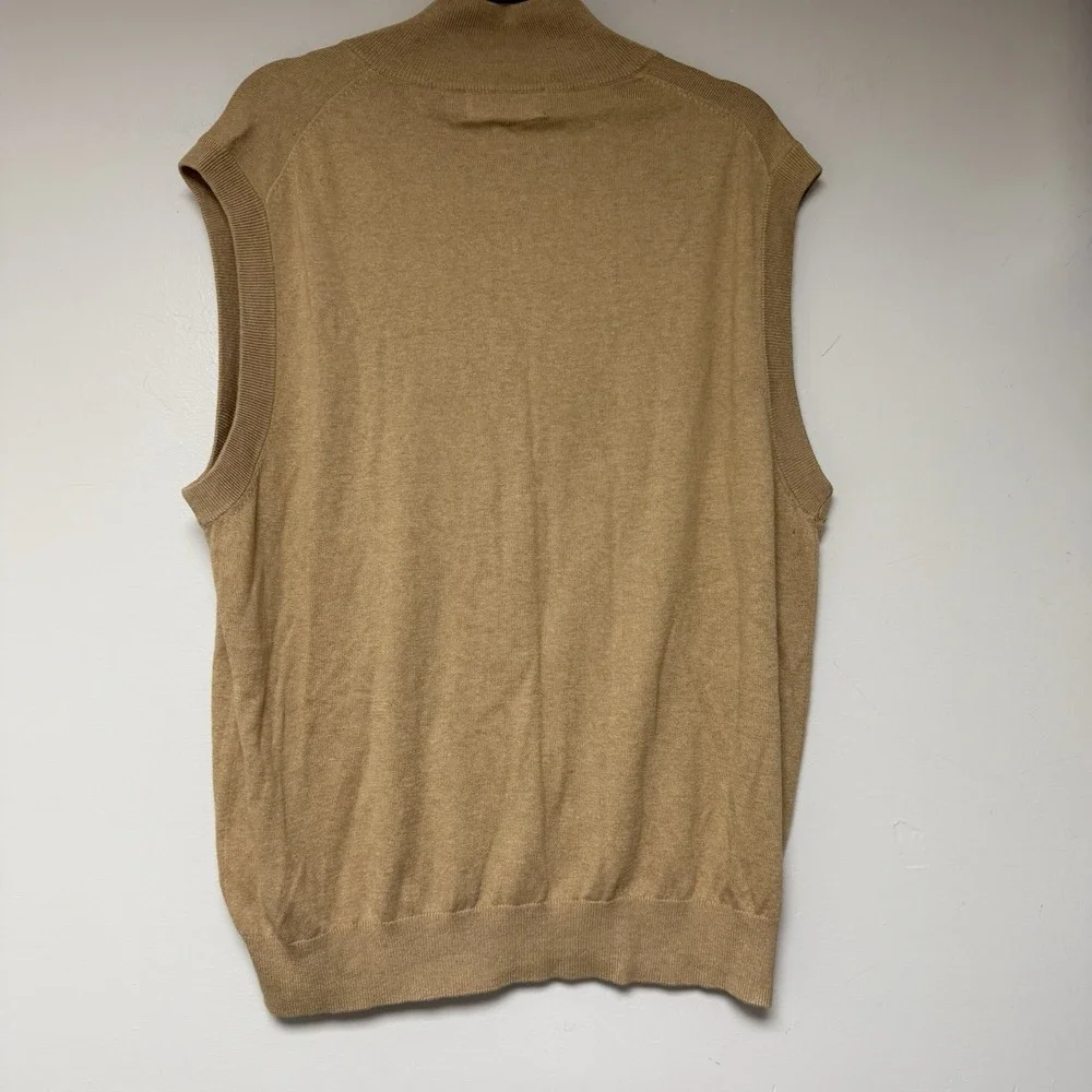 Mens Paul Fredrick Preppy Classic Merino‎ Wool Cardigan Vest Beige XL